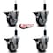 Service Caster 4'' Maroon Poly Swivel 1-1/8'' Expanding Stem Caster Set with Brake, 4PK SCC-EX20S414-PPUB-MRN-PLB-118-4 - alternate 4
